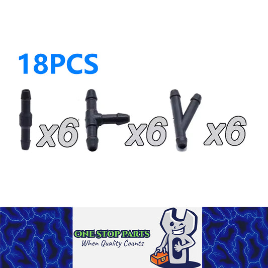 18pc Windscreen Washer Joiners Splitters and T pieces Repair Parts Kit 18 Pieces