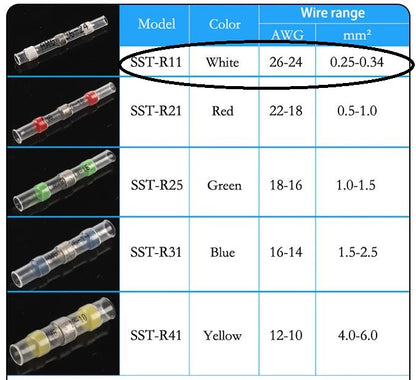 50pcs Waterproof Heat shrink Wire Connector Solder Insulated Join (suits 0.3mm)