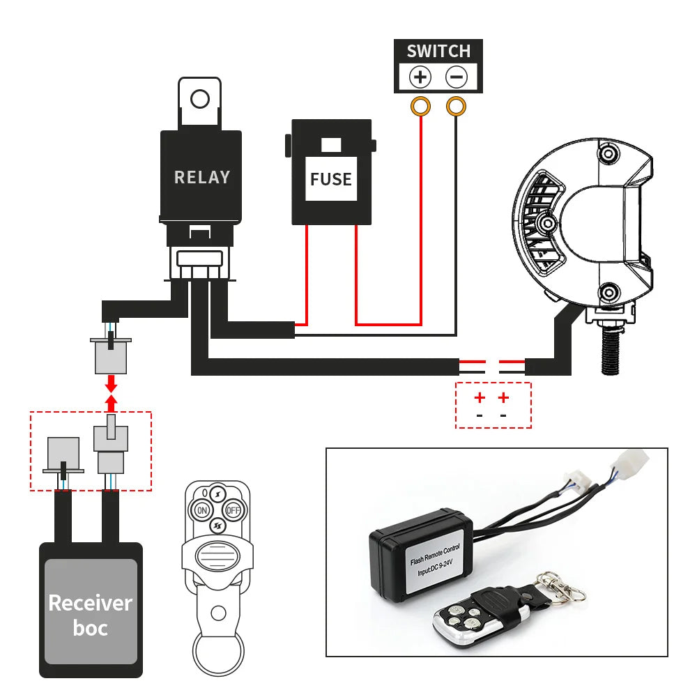 3M 12V 40A Wiring Harness Kit with Remote Switch for 1pc LED Light bar Work Lamp