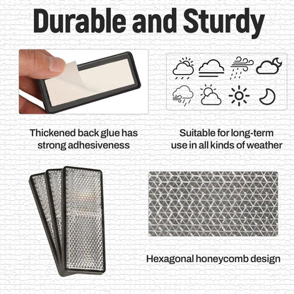 3 x White Reflectors Adhesive Backing Stick on White Reflectors 88x35mm 3pcs