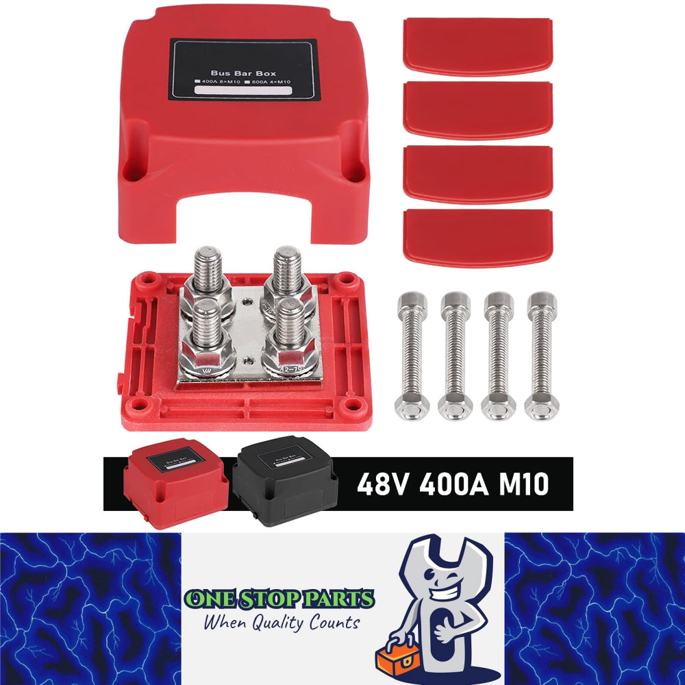 1 x 400A Bus Bar 12-48V 4x M10 Terminals Studs Marine Boat RV Ute Distribution