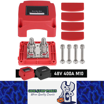 1 x 400A Bus Bar 12-48V 4x M10 Terminals Studs Marine Boat RV Ute Distribution