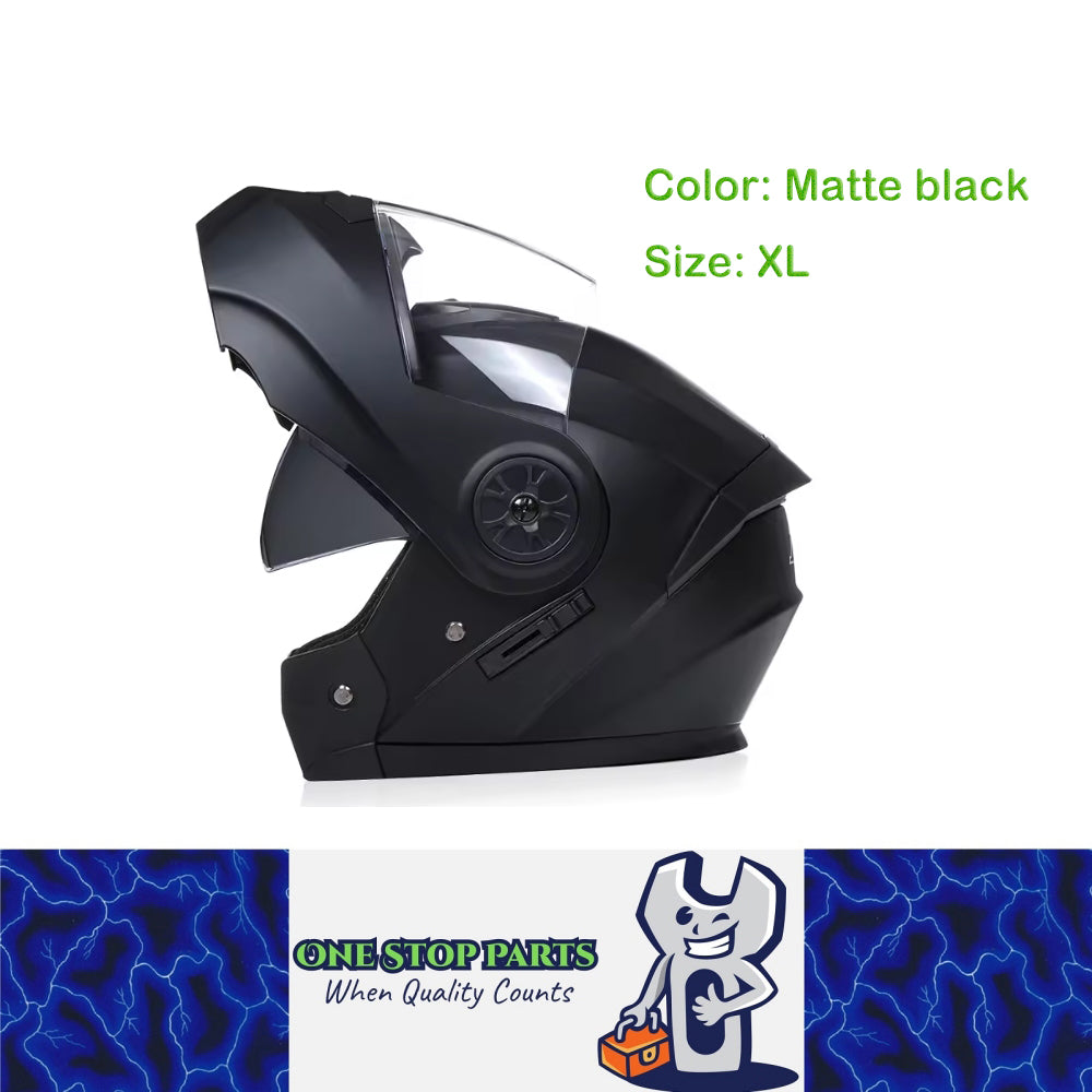 1 x Matte Black Size XL Motorcycle Full Face Helmet Men Women Dual Lens Helmet