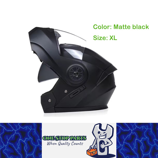 1 x Matte Black Size XL Motorcycle Full Face Helmet Men Women Dual Lens Helmet