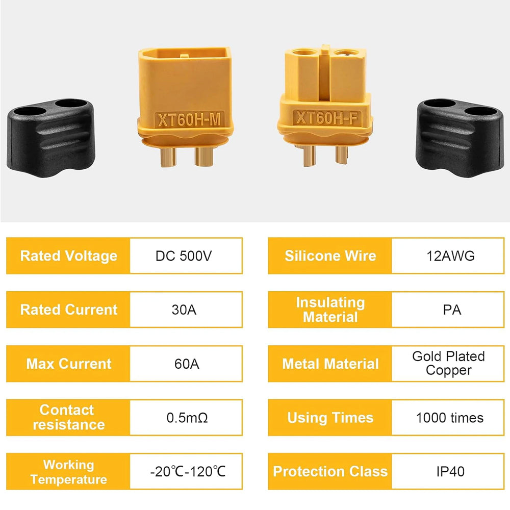 10 Pairs XT60H Bullet Connectors Male Female Plugs for RC Lipo Battery RC Plane