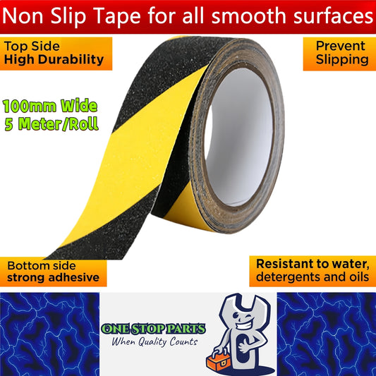 Non Slip Tape 100mm Wide x 5 Meter Roll Yellow/Black Safety Anti Slip Tape 5M