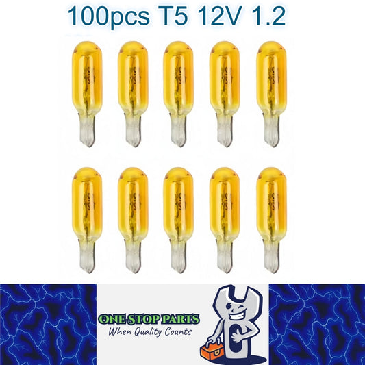 100 x 12V 1.2W T5 Wedge YELLOW Globes TYPE T-5mm Dashboard Coated Globes 100pcs