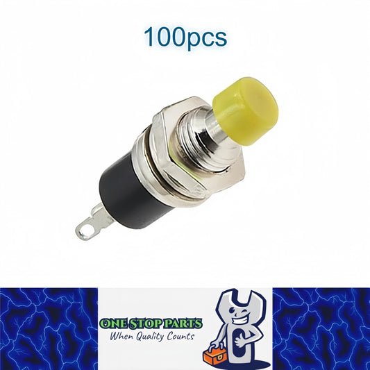 100 x YELLOW Push Button Switches 7mm ON/OFF Self Reset Panel Momentary Switches