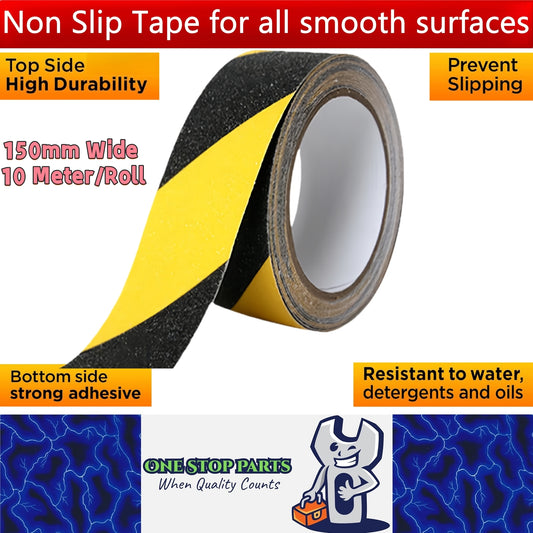 Non Slip Tape 150mm Wide x 10 Meter Roll Yellow/Black Safety Anti Slip Tape 10M