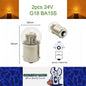 2 x Yellow G18 BA15S 1156 24V 12SMD 100LM LED Globes (2pcs)