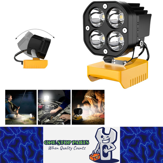 1x 40W LED Work Light 12-24V 6500K 6000LM Compatible with Dewalt 20V 18V Battery
