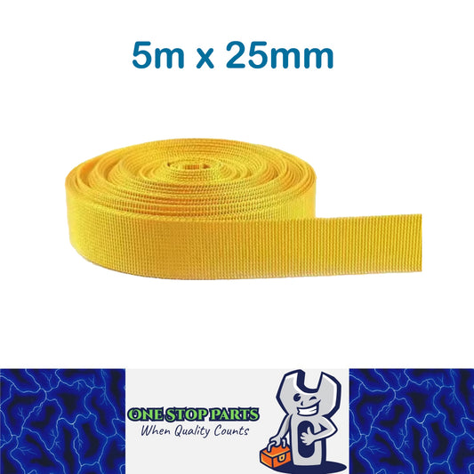5m x 25mm Yellow Nylon Webbing Strap Safety Belt Knapsack Bag Leash DIYCrafting