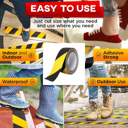 Non Slip Tape 50mm Wide x 10 Meter Roll Yellow/Black Safety Anti Slip Tape 10M