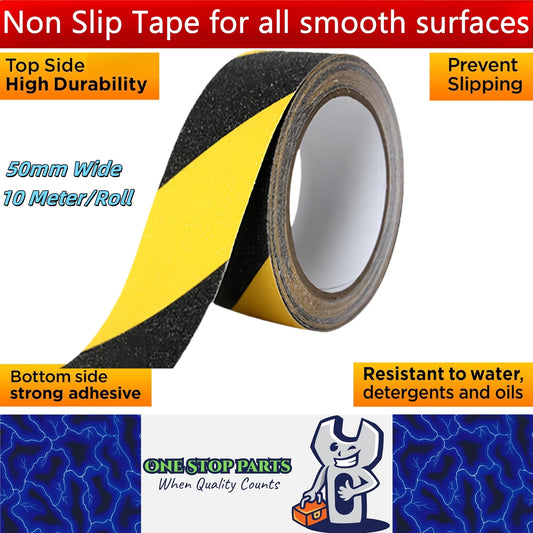 Non Slip Tape 50mm Wide x 10 Meter Roll Yellow/Black Safety Anti Slip Tape 10M