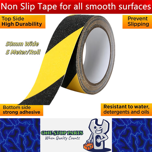Non Slip Tape 50mm Wide x 5 Meter Roll Yellow/Black Safety Anti Slip Tape 5M