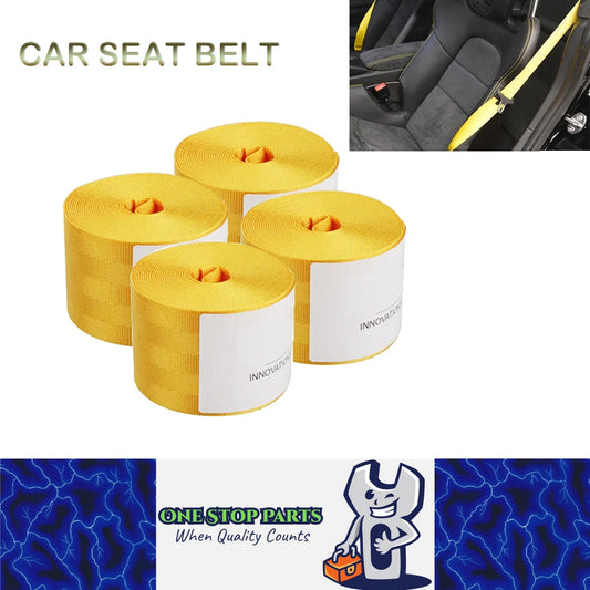 4 x 3.6M Yellow Car Strengthen Seat Belts Webbing Fabric Car Safety Seatbelts