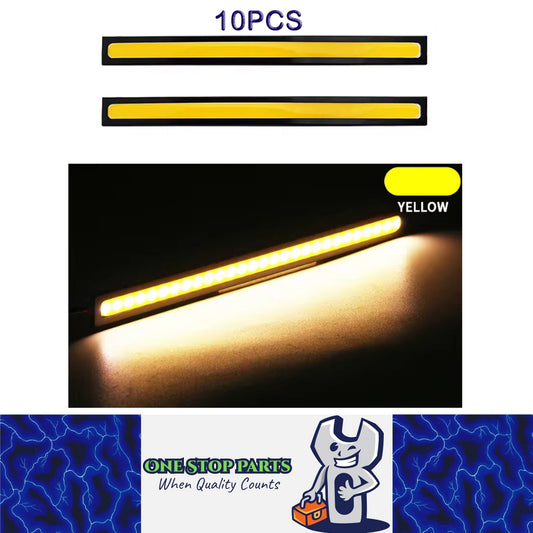 10x 17CM Yellow LED DRL Daytime Running Light Decorative Aluminum 12V Strip Lamp