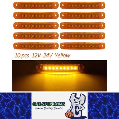 10 x Amber LED Side Marker Lamps 9SMD 12V/24V LED Side Marker Lights (10pcs)