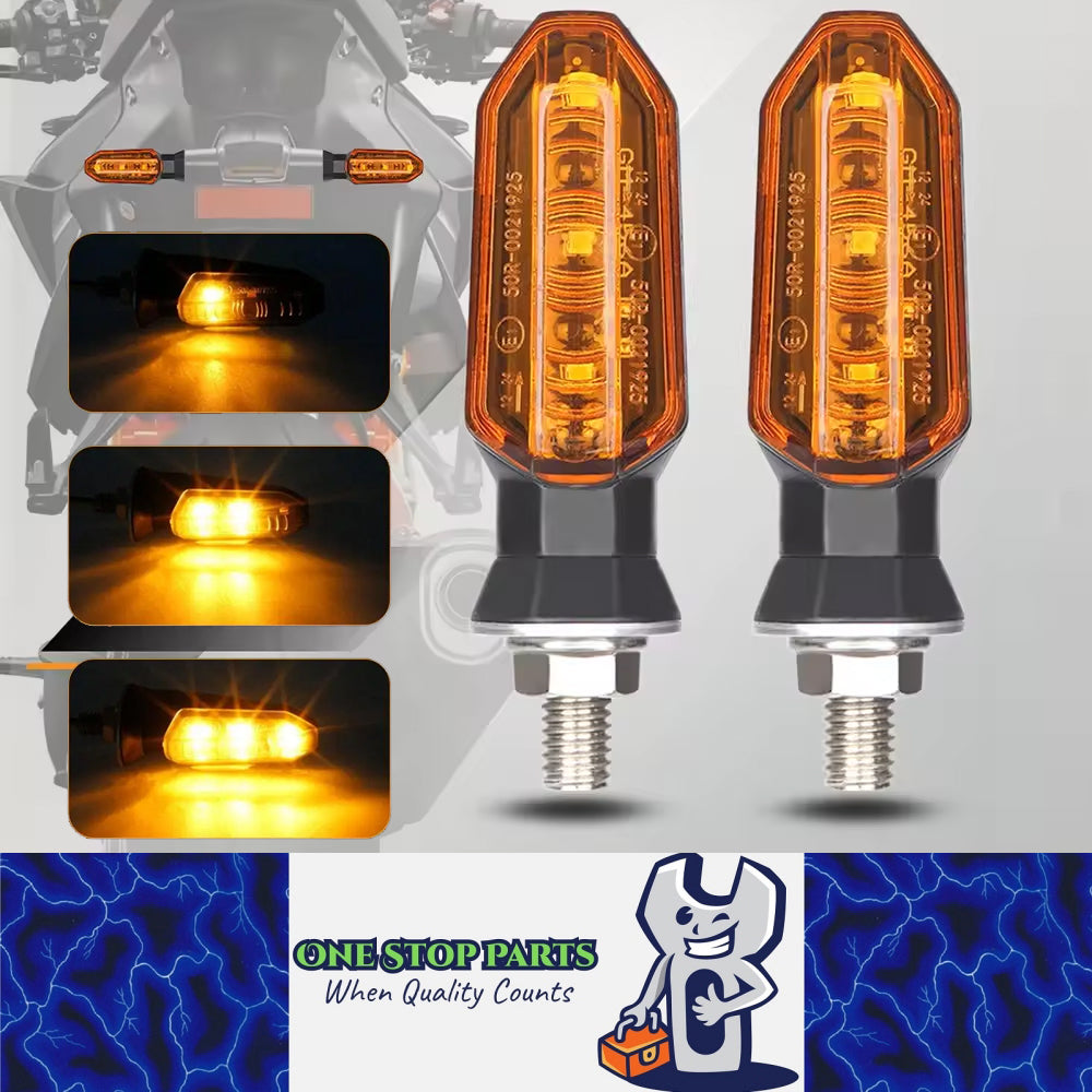 2 x Motorcycle Amber LED Turn Signal Light Mini 8mm Flashing Turn Signal Lamp