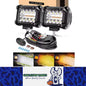 2 x White/Yellow LED Light Bar 30W 102x80mm Flood Spot Work Light with Harness