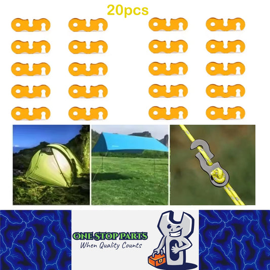 20 x Golden Camping Tent Guyline Tensioners Rope Buckle S Type Cord Adjusters