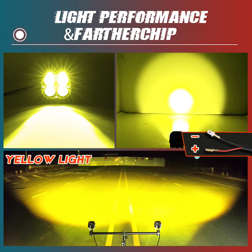 2 x Yellow Led Work Light 75mm 12V 24V 3500K LED Spotlight Fog Light 4WD Car SUV